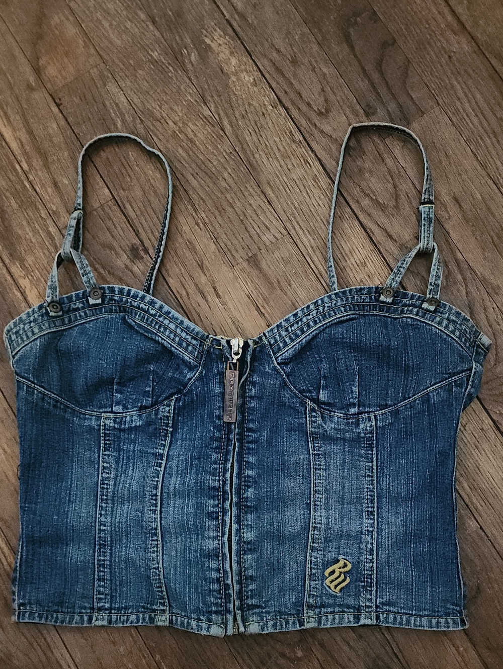 Rocawear Denim Lace-Up Corset Bustier Crop Top